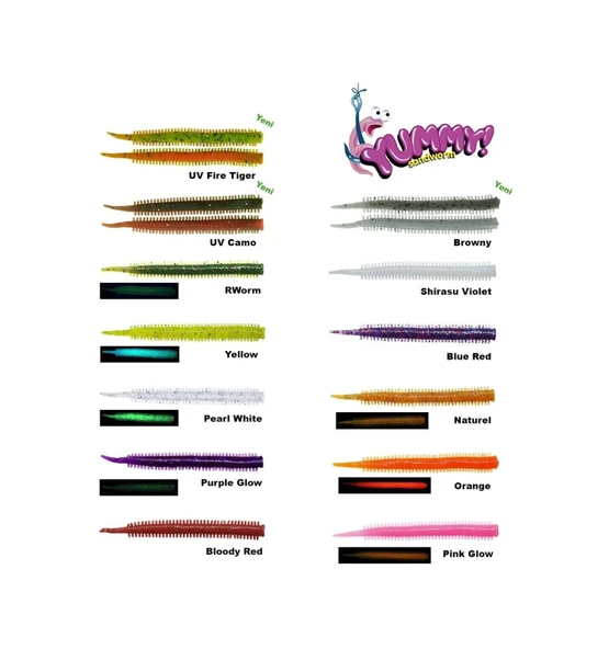 Fujin Yummy Sandworm Silikon Yem Pearl White Glow 7cm. Pearl White Glow - Resim 2