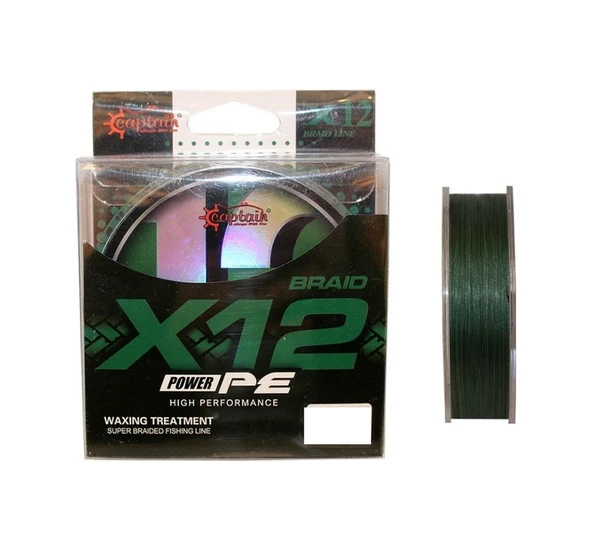 Captain X12 Power Pe İp Misina 0,14mm 150mt Dark Green