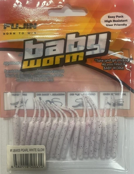 Fujin Baby Worm 5.2 Cm Floating Lrf Silikonu Pearl White Glow 0 ürün görseli