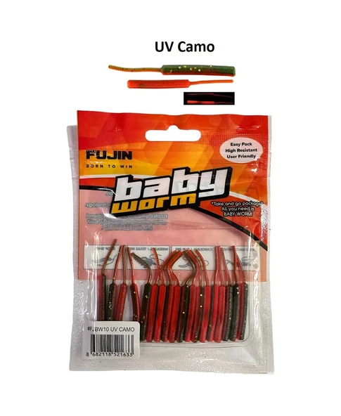 Fujin Baby Worm 5.2cm Floating Lrf Silikonu 18 Adet Uv Camo Uv Camo ürün görseli