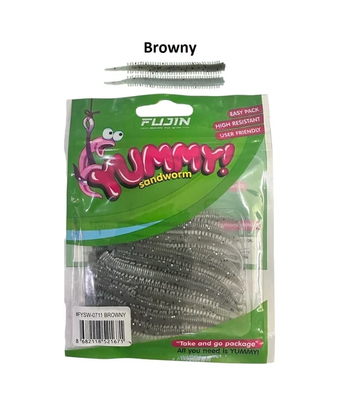 Fujin Yummy Sandworm 7cm Lrf Silikonu 20'li Browny Browny