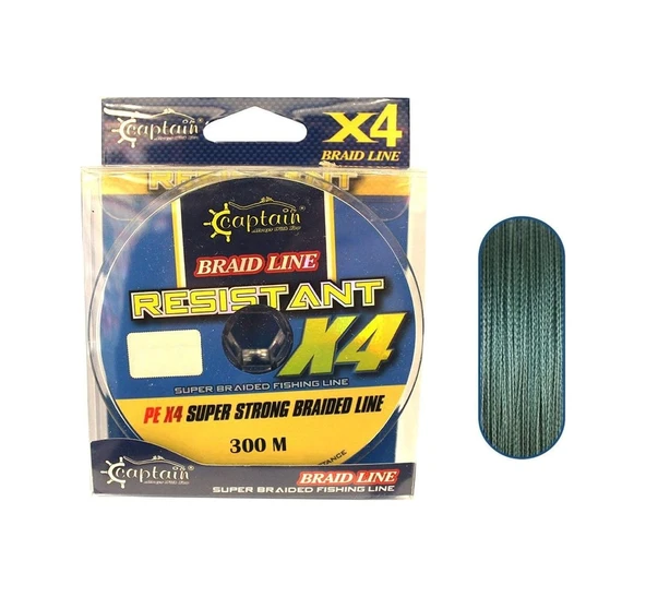 Captain Resistant Pe 4 Kat Spin İp Misina 300mt Yeşil 0.08 Mm