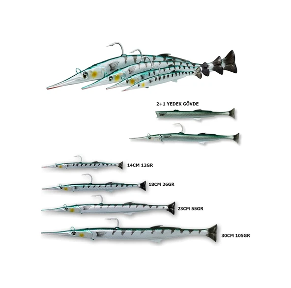 Savage Gear 3D Needlefish Pulsetail 2+1 18Cm 26Gr Silikon Yem (390740957) Barracuda ürün görseli