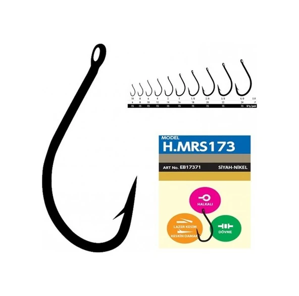 Hayabusa Hmrs 173 Delikli Dövme Olta İğnesi 15'li Paket Black Nikel No : 1/0 ürün görseli