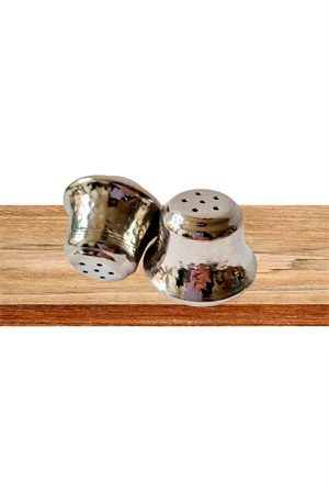 Gaziantep El İşçiliği Gümüş Kaplama Bakır Tuzluk 3'lü Set - Resim 4