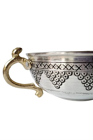 Gaziantep El İşçiliği Dövme Gümüş Bakır Ayran Tası 12x12x6cm - Resim 2