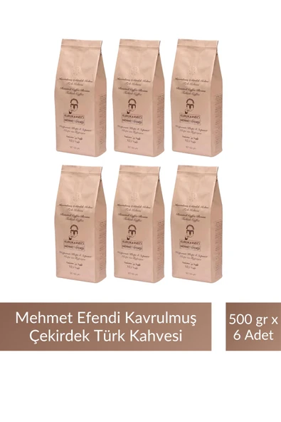 Mehmet Efendi Kavrulmuş Çekirdek Türk Kahve 500 gr x 6 Adet ürün görseli