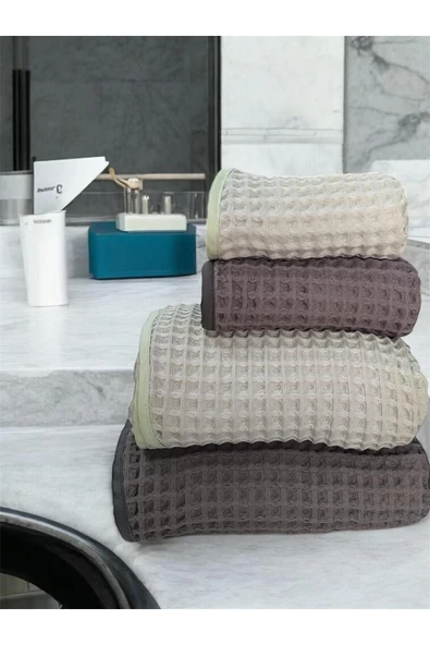 MYSOFTHOME 4'lü Waffle Banyo Havlu Seti - 10