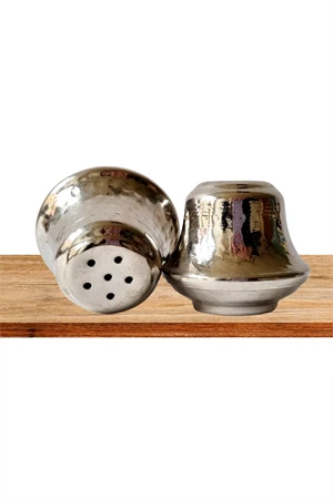 Gaziantep El İşçiliği Gümüş Kaplama Bakır Tuzluk 3'lü Set - Resim 2