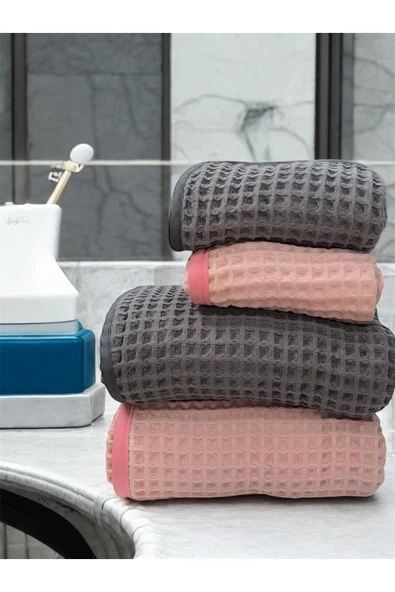 MYSOFTHOME 4'lü Waffle Banyo Havlu Seti - 4