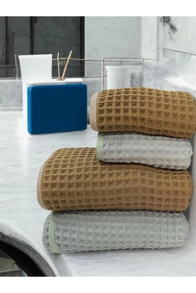MYSOFTHOME 4'lü Waffle Banyo Havlu Seti - 9