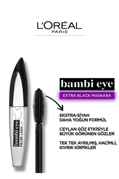 L'Oreal Paris Bambi Eye Extra Black Ceylan Göz Etkili Maskara Ekstra Siyah 30178564 - 5