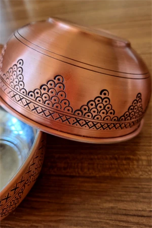 İşlemeli Bakır Çorba,Salata,Ayran Kasesi