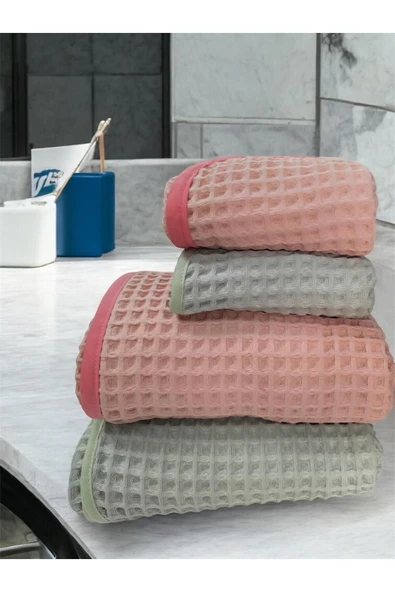 MYSOFTHOME 4'lü Waffle Banyo Havlu Seti - 2