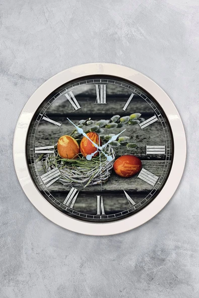 Kasva Concept Hediyelik 36 Cm Beyaz Metal Yumurta Duvar Saati