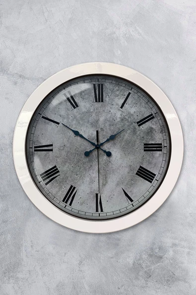 Kasva Concept Hediyelik 36 Cm Beyaz Metal Kreter Duvar Saati