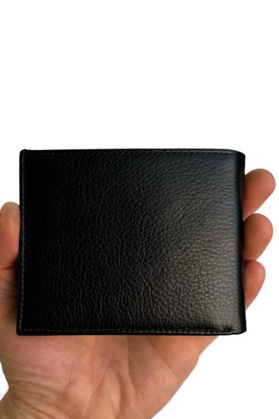 Siyah Hakiki Deri Çıkarılabilir İç Bölmeli Yatay Model Klasik Erkek Cüzdan - XD-3017 - Resim 2