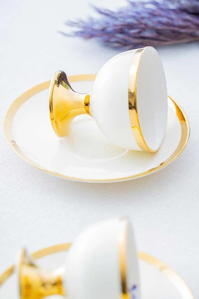 Acar HXF-05176 Miranda Gold Beyaz 6lı Kahve Fincan Takımı - 4