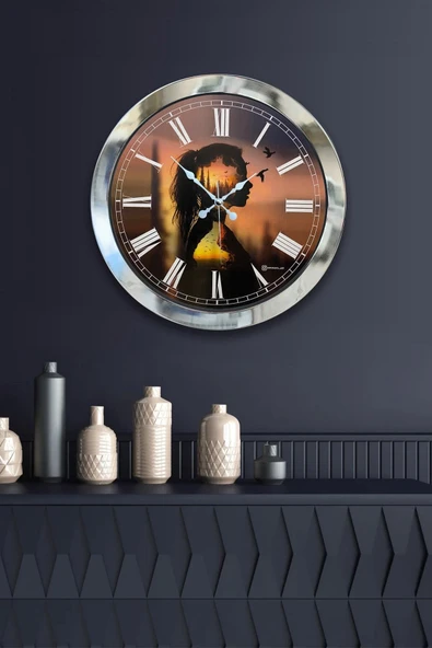 Kasva Concept Hediyelik 36 Cm Krom Metal Naturalizm Duvar Saati