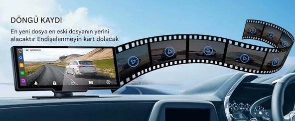 MPIA CP10  256GB Carplay Apple Android Uyumlu 10.2 İnç Büyük Ekran Tak Çalıştır 4K Ön/Arka Çift Kameralı Araç Ekranı - 10
