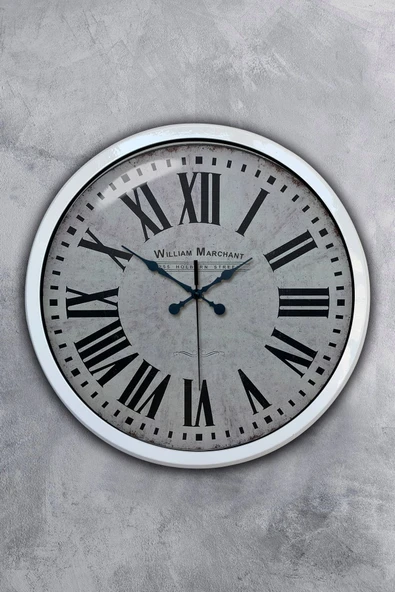 Kasva Concept Hediyelik 40 Cm Beyaz Metal 2021 Moda Duvar Saati