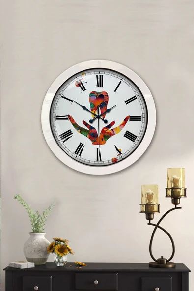 Kasva Concept Hediyelik 36 Cm Beyaz Metal Diş Duvar Saati