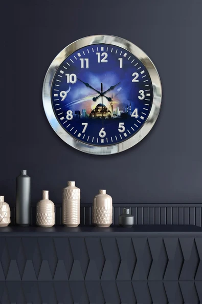 Kasva Concept Hediyelik 36 Cm Krom Metal Islam Duvar Saati