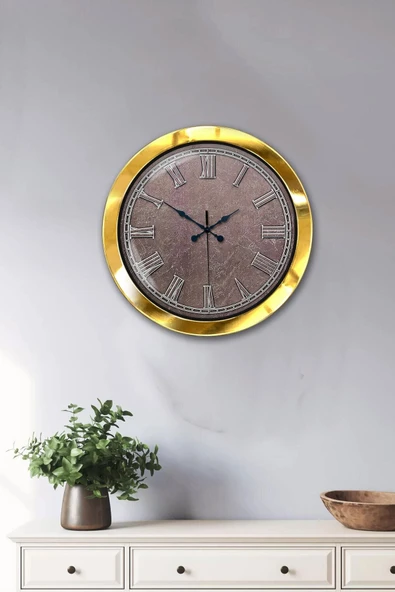 Kasva Concept Hediyelik 36 Cm Gold Metal Klas Duvar Saati