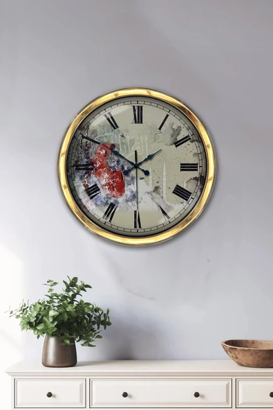 Kasva Concept Hediyelik 40 Cm Gold Metal Dekoratif Duvar Saati