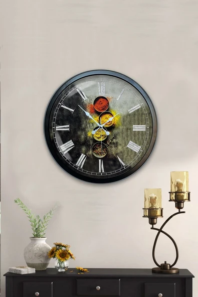 Kasva Concept Hediyelik 40 Cm Siyah Metal Mutfak Duvar Saati