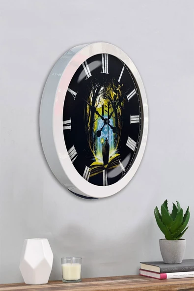 Kasva Concept 36 Cm Beyaz Metal Kitap - Insan Duvar Saati - 3