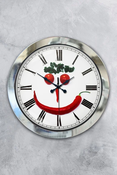 Kasva Concept Hediyelik 36 Cm Krom Metal Mutfak Duvar Saati