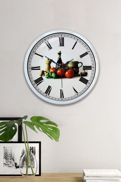 Kasva Concept Hediyelik 40 Cm Beyaz Metal Mutfak Duvar Saati