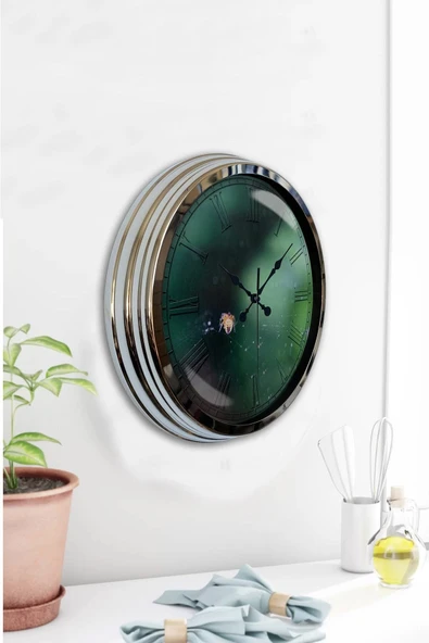 Kasva Concept Hediyelik 40 Cm Krom Metal Romantizm Duvar Saati