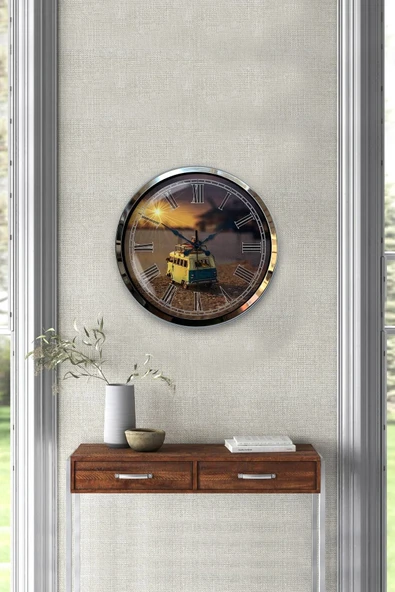 Kasva Concept Hediyelik Dekoratif 40 Cm Krom Metal Deniz Kenarı Duvar Saati