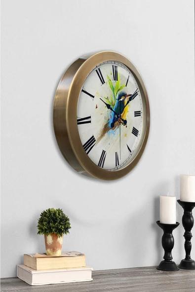Kasva Concept 36 cm Eskitme Metal Bird Duvar Saati