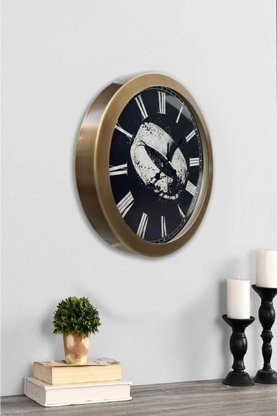 Kasva Concept Hediyelik 36 Cm Eskitme Metal Yüzük Duvar Saati