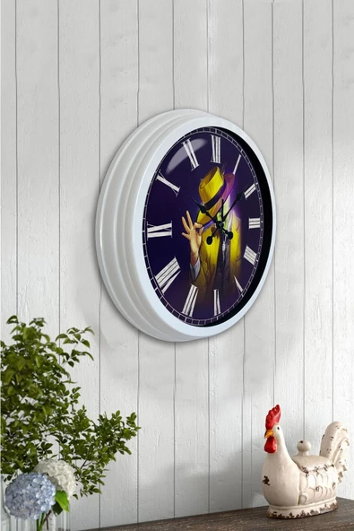 Kasva Concept Hediyelik 40 Cm Beyaz Metal Maske Duvar Saati - 2