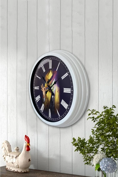 Kasva Concept Hediyelik 40 Cm Beyaz Metal Maske Duvar Saati - 3