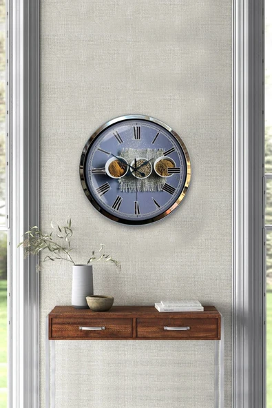 Kasva Concept Hediyelik 40 Cm Krom Metal Mutfak Duvar Saati