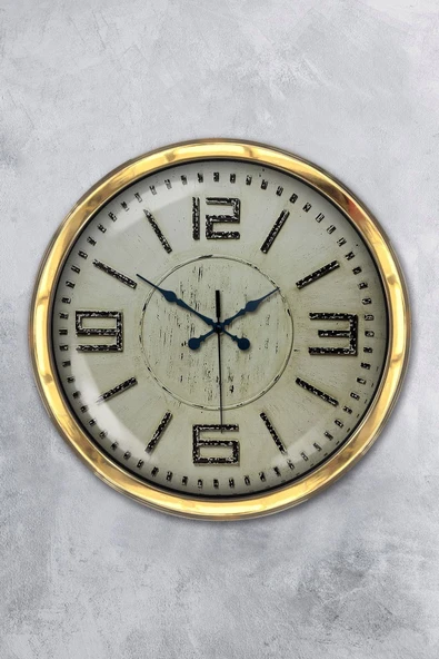 Kasva Concept Hediyelik 40 Cm Gold Metal Retro Duvar Saati