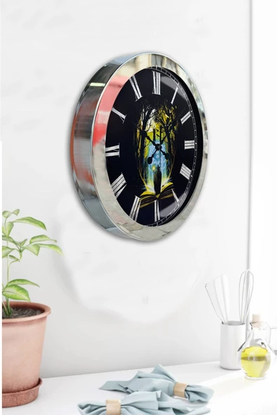 Kasva Concept 36 Cm Krom Metal Kitap - Insan Duvar Saati - 4
