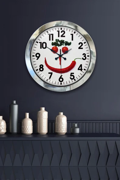 Kasva Concept Hediyelik 36 Cm Krom Metal Mutfak Duvar Saati