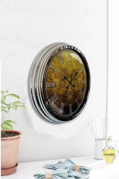 Kasva Concept Hediyelik 40 Cm Krom Metal Girne Duvar Saati