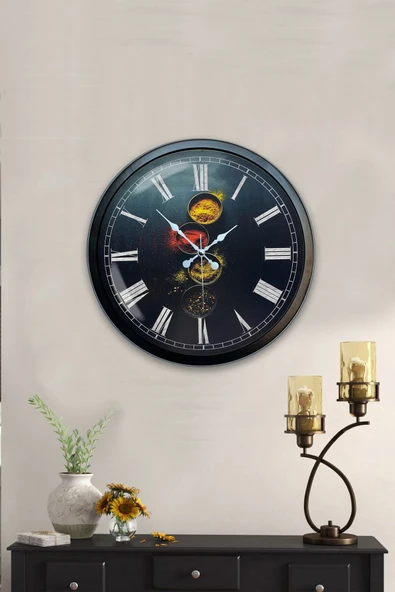 Kasva Concept 40 Cm Siyah Metal Kurt Duvar Saati