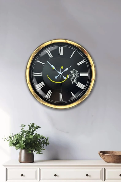Kasva Concept Hediye 40 Cm Gold Metal Marslı Duvar Saati
