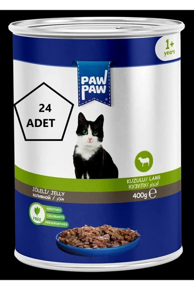 paw paw Kuzu Etli Yetişkin Kedi Konservesi 400Gr 24'lü
