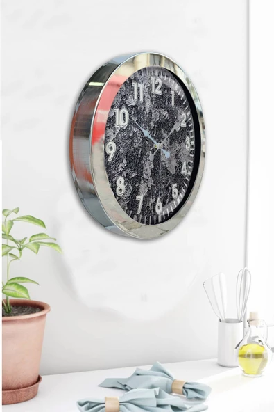 Kasva Concept Hediyelik 36 Cm Krom Metal Kreter Duvar Saati - 4