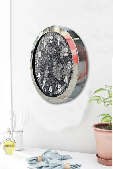 Kasva Concept Hediyelik 36 Cm Krom Metal Kreter Duvar Saati - 3