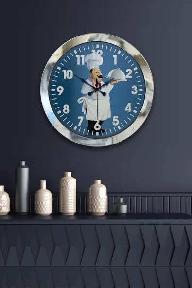 Kasva Concept Hediyelik 36 Cm Krom Metal Kitchen Duvar Saati